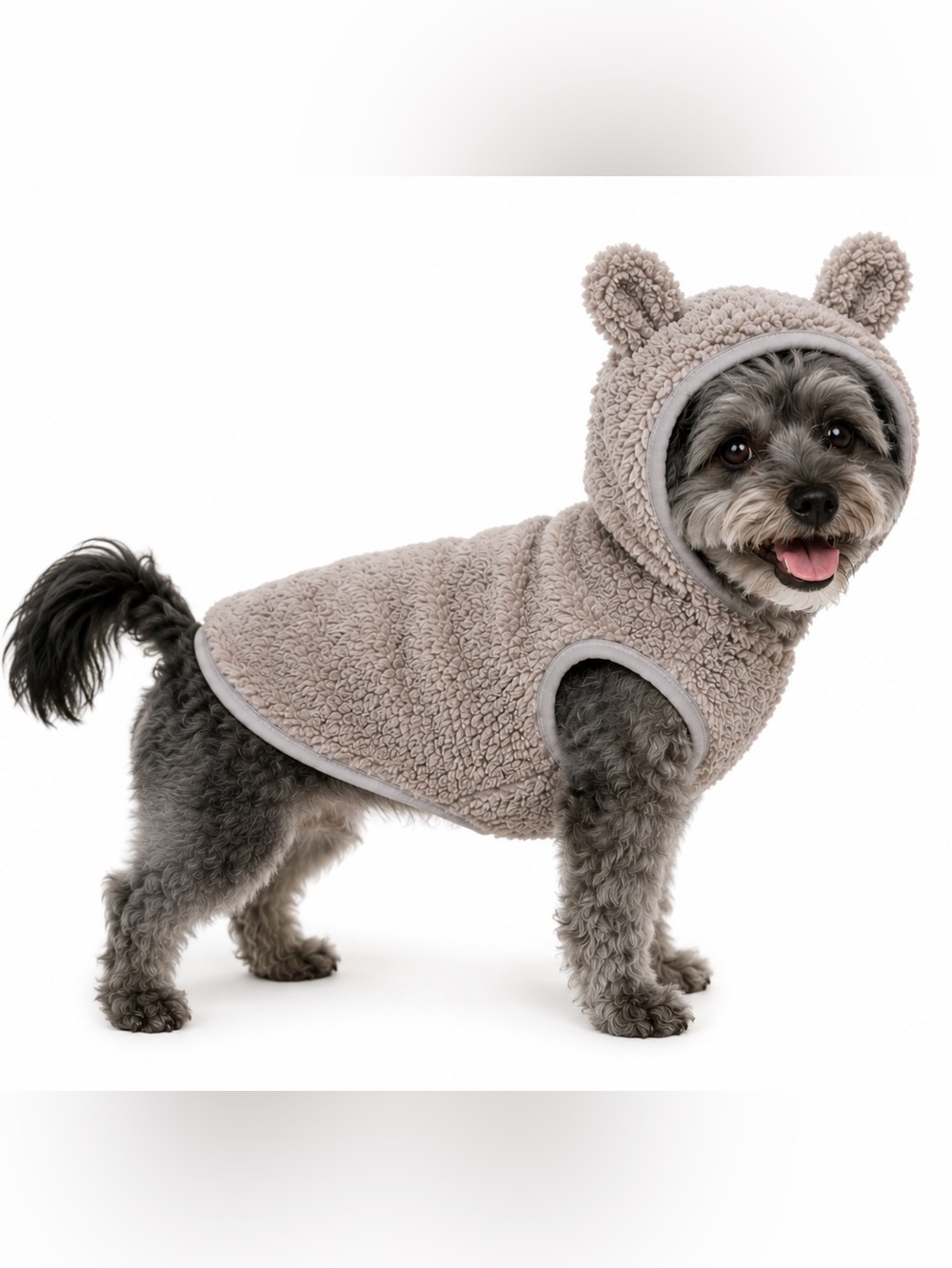 New Grey Fuzzy Hoodie Bear Ear - Dog and Cat Hoodie Sweater Costume